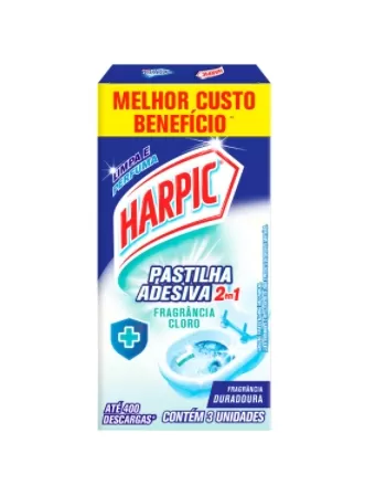 HARPIC PASTILHA 2EM1 CLORO 9G C/3