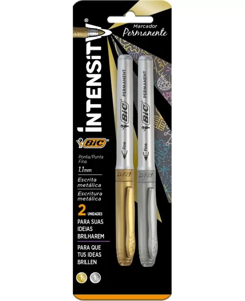 MARCADOR BIC PERMANENTE SILVER & GOLD C/2 BL