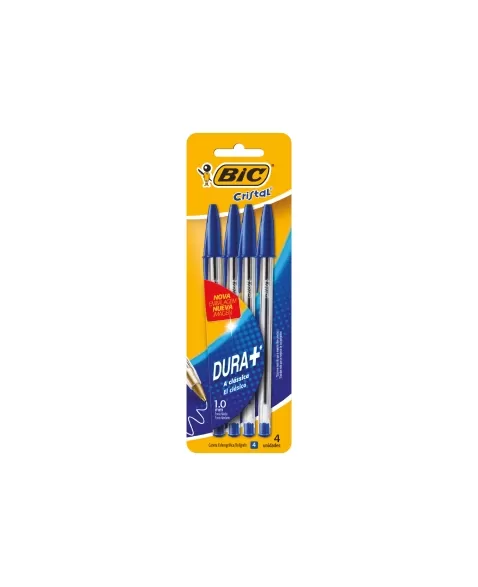 CANETA BIC DURA+ C/4UN AZ/PT/VM/AZ BL