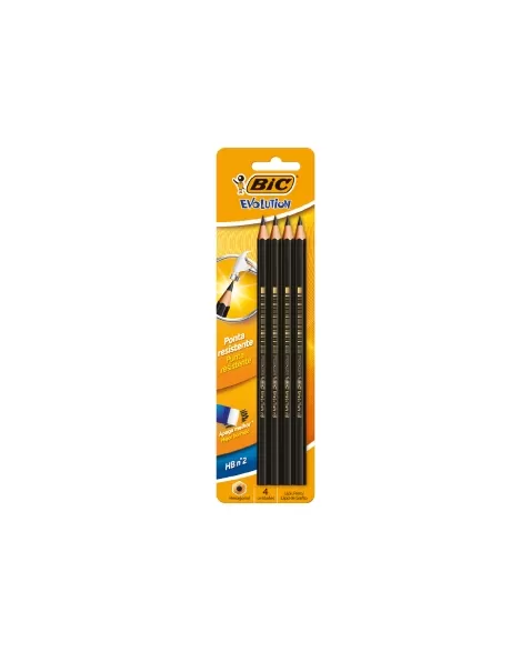 LAPIS BIC PRETO EVOLUTION C/4UN BL