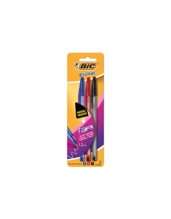 CANETA BIC DESLIZA C/3UN PT/AZ/VM BL