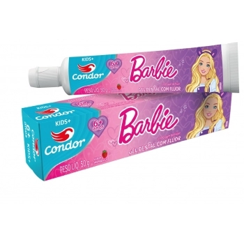 GEL DENTAL CONDOR BARBIE KIDS+ COM FLUOR MORANGO 50G