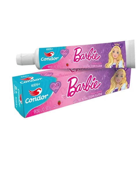 GEL DENTAL CONDOR BARBIE KIDS+ COM FLUOR MORANGO 50G