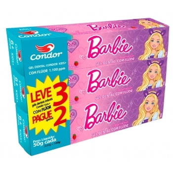 (P)GEL DENTAL KIDS+ CONDOR BARBIE COM FLUOR 50G L3P2