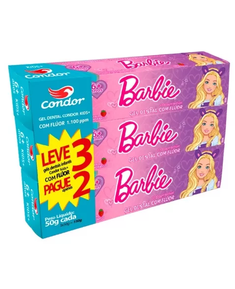 (P)GEL DENTAL KIDS+ CONDOR BARBIE COM FLUOR 50G L3P2