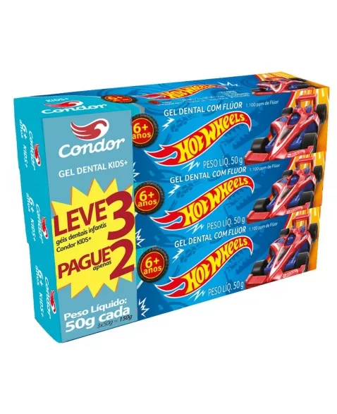 (P)GEL DENTAL KIDS+ CONDOR HOT WHEELS COM FLUOR 50G L3P2