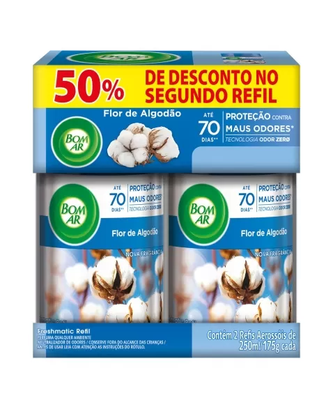 (P)2BOM AR FRESH FLOR DE ALGODAO 250ML 50% DESC 2º REF